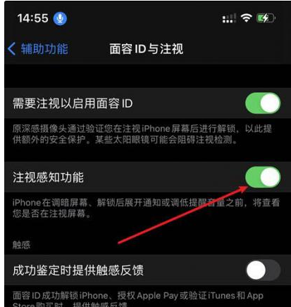 雅安苹果14维修网点分享iPhone14注视感知功能有什么用 